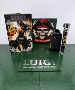 Luigi Series 8 2G Live Resin & Liquid Diamonds disposable vape with infused pre-roll and premium cannabis packaging.