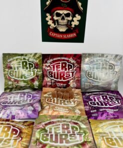 Terp Burst 800mg THC edible gummies available in 10 flavours.